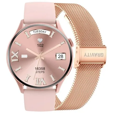 GRAVITY GT11-5 damski różowozłoty smartwatch RÓŻOWY PASEK GRATIS