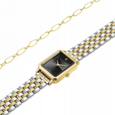 Rosefield Duotone SET zegarek damski srebrno-złoty z czarną tarczą BDOOG-X290