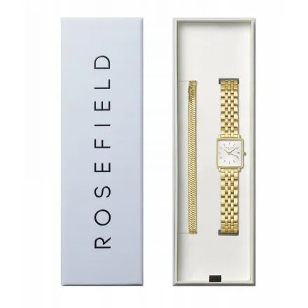 Rosefield Boxy XS SET zegarek damski złoty z białą tarczą BWGSG-X285