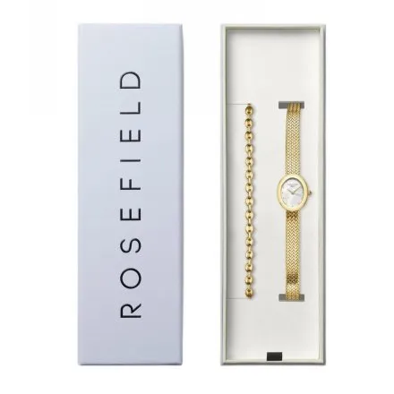 Rosefield Oval SET zegarek damski złoty z białą tarczą MOGCB-X289