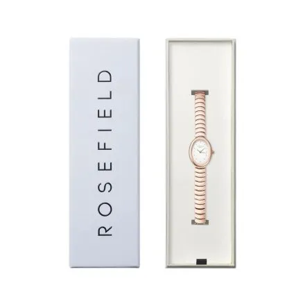 Rosefield Oval zegarek damski różowozłoty z białą tarczą OVWRSR-OV21