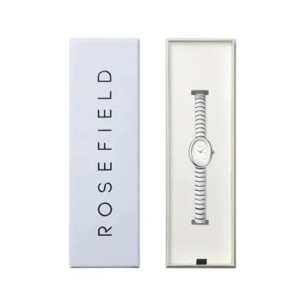 Rosefield Oval zegarek damski srebrny z białą tarczą OVWSSS-OV20