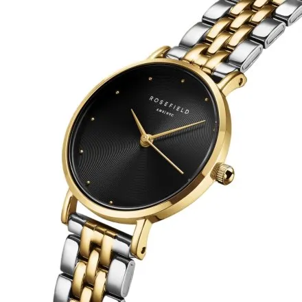 Rosefield Duotone zegarek damski srebrno-złoty z czarną tarczą SEBDSG-SE04
