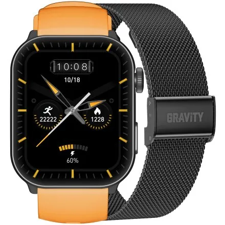 GRAVITY GT28-2 prostokątny czarny smartwatch do rozmów