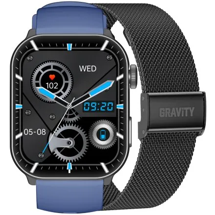 GRAVITY GT28-3 prostokątny czarny smartwatch do rozmów