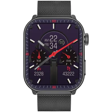 GRAVITY GT28-4 prostokątny czarny smartwatch do rozmów