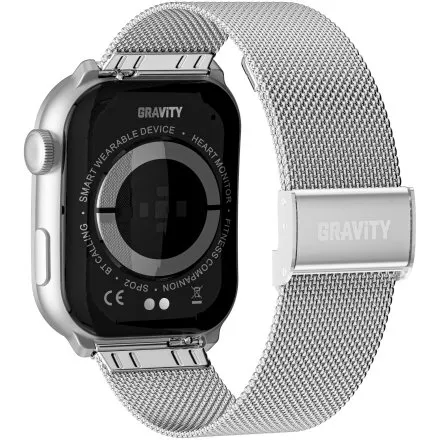 GRAVITY GT28-9 prostokątny srebrny smartwatch do rozmów