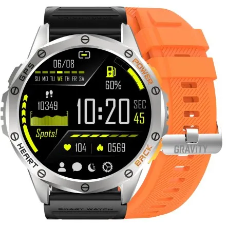 GRAVITY GT24-4 srebrny smartwatch do rozmów kompas 