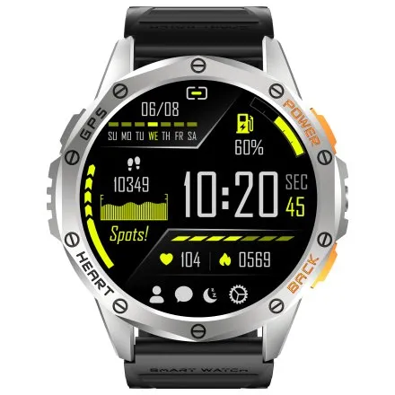 GRAVITY GT24-4 srebrny smartwatch do rozmów kompas 