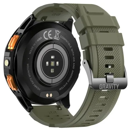 GRAVITY GT24-5 czarno-zielony smartwatch do rozmów kompas