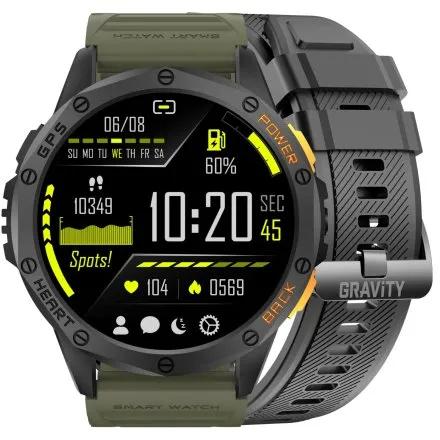 GRAVITY GT24-5 czarno-zielony smartwatch do rozmów kompas