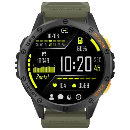 GRAVITY GT24-5 czarno-zielony smartwatch do rozmów kompas