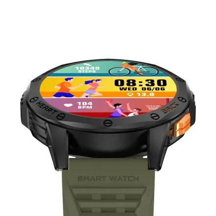 GRAVITY GT24-5 czarno-zielony smartwatch do rozmów kompas