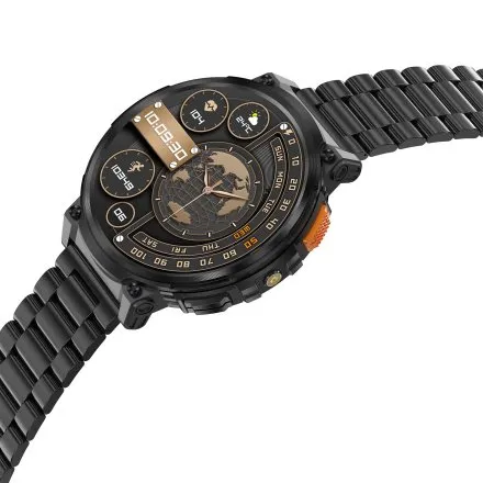 GRAVITY GT23-1 czarny smartwatch męski do rozmów z latarką