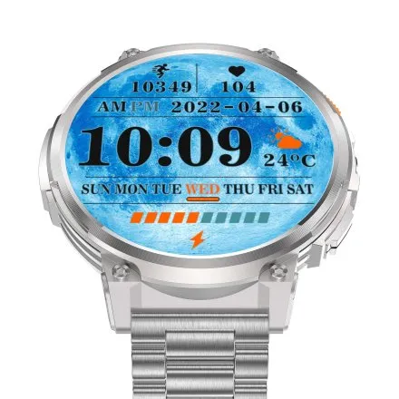 GRAVITY GT23-2 srebrny smartwatch męski do rozmów z latarką