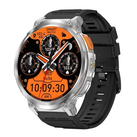 GRAVITY GT23-4 srebrny smartwatch męski do rozmów z latarką