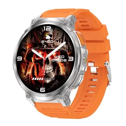 GRAVITY GT23-4 srebrny smartwatch męski do rozmów z latarką