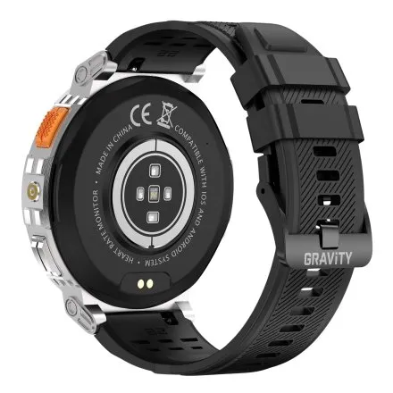 GRAVITY GT23-4 srebrny smartwatch męski do rozmów z latarką