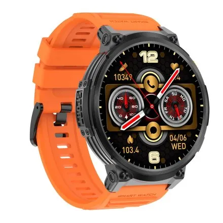 GRAVITY GT23-3 czarno-pomarańczowy smartwatch męski do rozmów z latarką