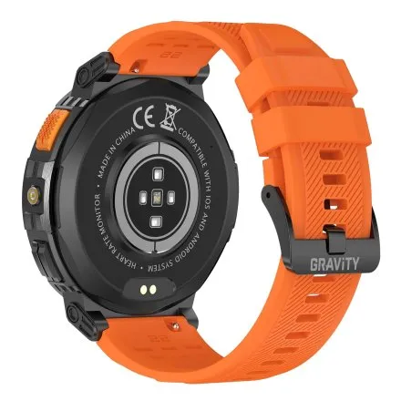 GRAVITY GT23-3 czarno-pomarańczowy smartwatch męski do rozmów z latarką