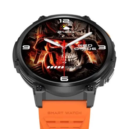 GRAVITY GT23-3 czarno-pomarańczowy smartwatch męski do rozmów z latarką