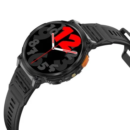 GRAVITY GT23-3 czarno-pomarańczowy smartwatch męski do rozmów z latarką