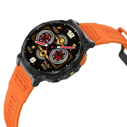 GRAVITY GT23-3 czarno-pomarańczowy smartwatch męski do rozmów z latarką