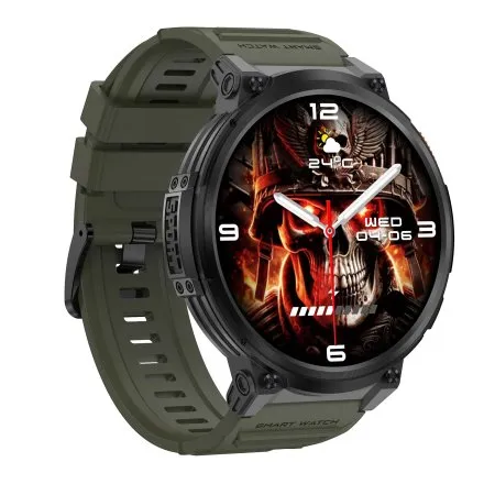 GRAVITY GT23-5 czarno-zielony smartwatch męski do rozmów z latarką