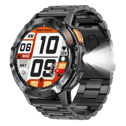 GRAVITY GT22-1 czarny smartwatch męski do rozmów z latarką