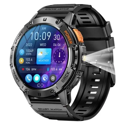 GRAVITY GT22-1 czarny smartwatch męski do rozmów z latarką