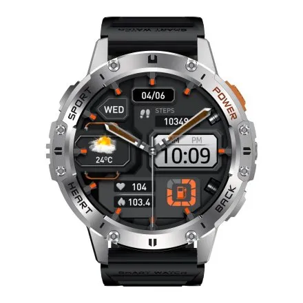 GRAVITY GT22-2 srebrny smartwatch męski do rozmów z latarką