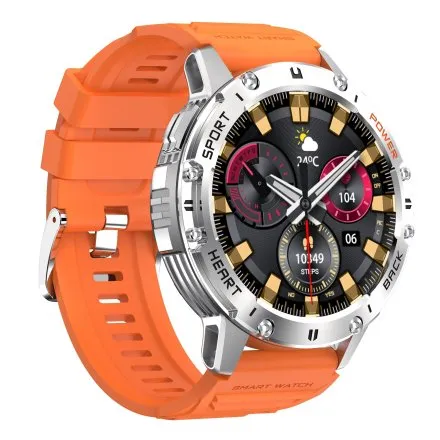 GRAVITY GT22-4 srebrny smartwatch męski do rozmów z latarką