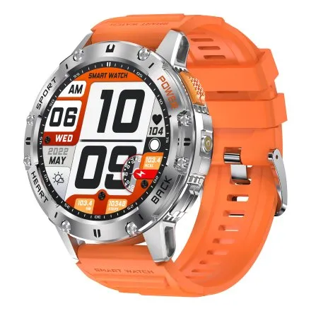 GRAVITY GT22-4 srebrny smartwatch męski do rozmów z latarką
