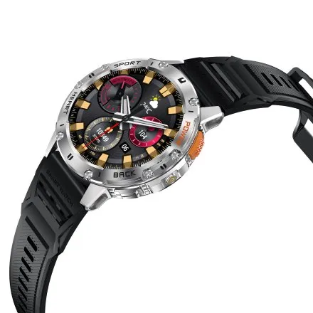 GRAVITY GT22-4 srebrny smartwatch męski do rozmów z latarką