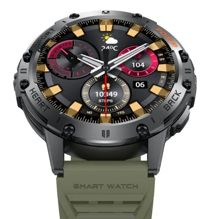 GRAVITY GT22-5 czarny smartwatch męski do rozmów z latarką