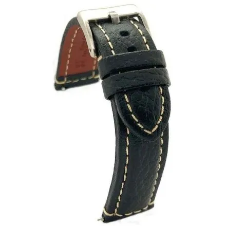 Czarny pasek 22 mm skórzany DILOY 394.22.58 + GRATIS dwa teleskopy i narzędzie