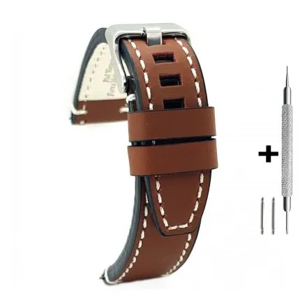 Jasnobrązowy pasek 26 mm skórzany DILOY 414.26.03 + GRATIS dwa teleskopy i narzędzie