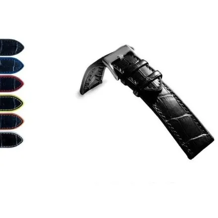 Czarno-żółty pasek 20 mm ze skóry i tworzywa DILOY 420.20.55 + GRATIS dwa teleskopy i narzędzie