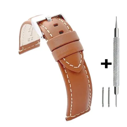 Kremowy pasek 24 mm skórzany DILOY P354.24.23 + GRATIS dwa teleskopy i narzędzie