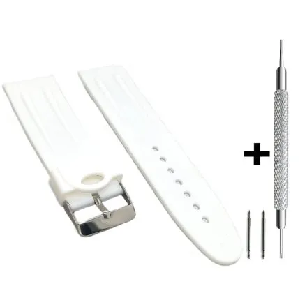 Biały pasek 22 mm kauczukowy DILOY BR01.22.22 + GRATIS dwa teleskopy i narzędzie