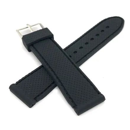 Czarny pasek 24 mm kauczukowy DILOY BR22.24.01 + GRATIS dwa teleskopy i narzędzie