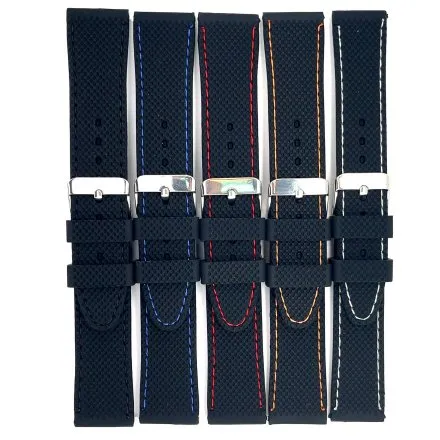 Czarny pasek 24 mm kauczukowy DILOY BR22.24.01 + GRATIS dwa teleskopy i narzędzie