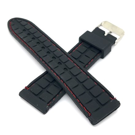 Czarny pasek 22 mm kauczukowy DILOY BR22.22.53 + GRATIS dwa teleskopy i narzędzie