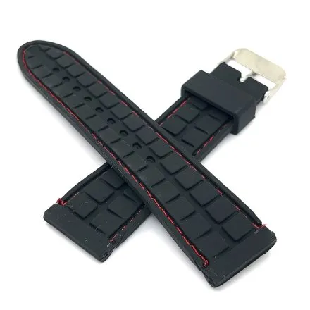 Czarny pasek 22 mm kauczukowy DILOY BR22.22.53 + GRATIS dwa teleskopy i narzędzie