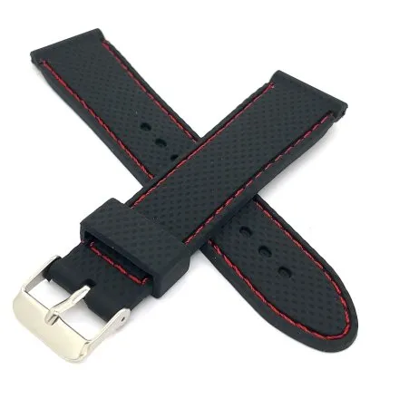 Czarny pasek 24 mm kauczukowy DILOY BR22.24.53 + GRATIS dwa teleskopy i narzędzie