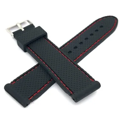 Czarny pasek 24 mm kauczukowy DILOY BR22.24.53 + GRATIS dwa teleskopy i narzędzie