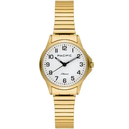 Złoty damski zegarek z cyferkami i bransoletką PACIFIC ALD-0003-02