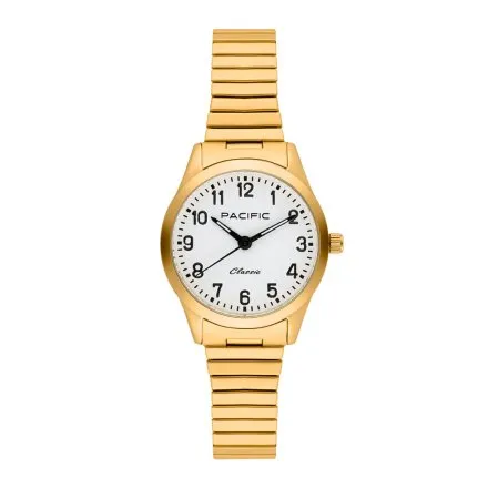 Złoty damski zegarek z cyferkami i bransoletką PACIFIC ALD-0004-04