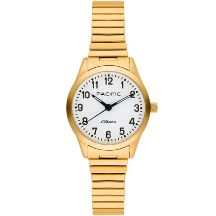 Złoty damski zegarek z cyferkami i bransoletką PACIFIC ALD-0004-04
