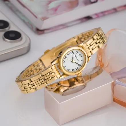 Złoty damski zegarek z cyferkami i bransoletką PACIFIC PLB-6236-02